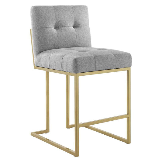 Modway - Privy Gold Stainless Steel Upholstered Fabric Counter Stool - EEI-3852-GLD-LGR veiw 1