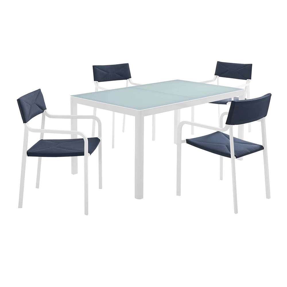 Modway - Raleigh 5 Piece Outdoor Patio Aluminum Dining Set - EEI-3796-WHI-NAV veiw 1