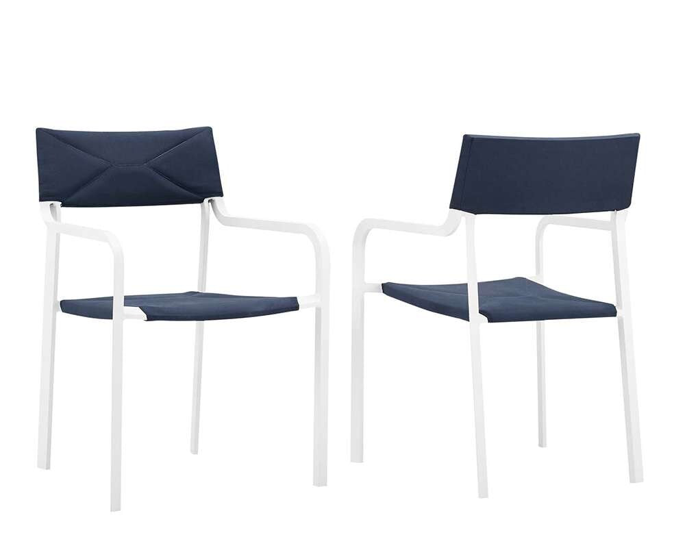 Modway - Raleigh Outdoor Patio Aluminum Armchair (Set of 2) - EEI-3962-WHI-NAV veiw 1