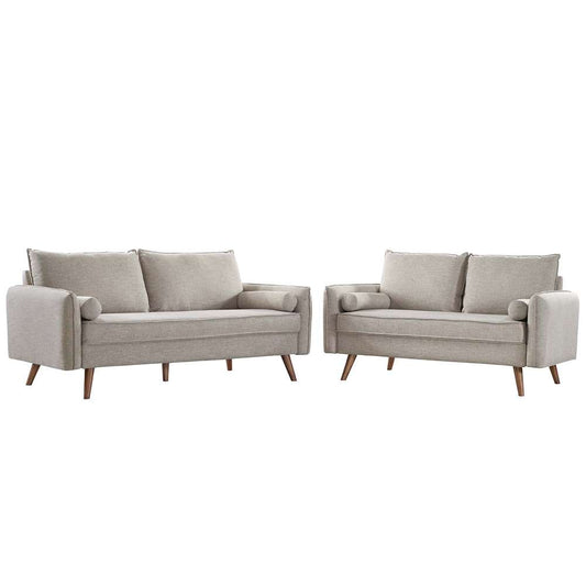 Modway - Revive Upholstered Fabric Sofa and Loveseat Set - EEI-4047-BEI-SET veiw 1