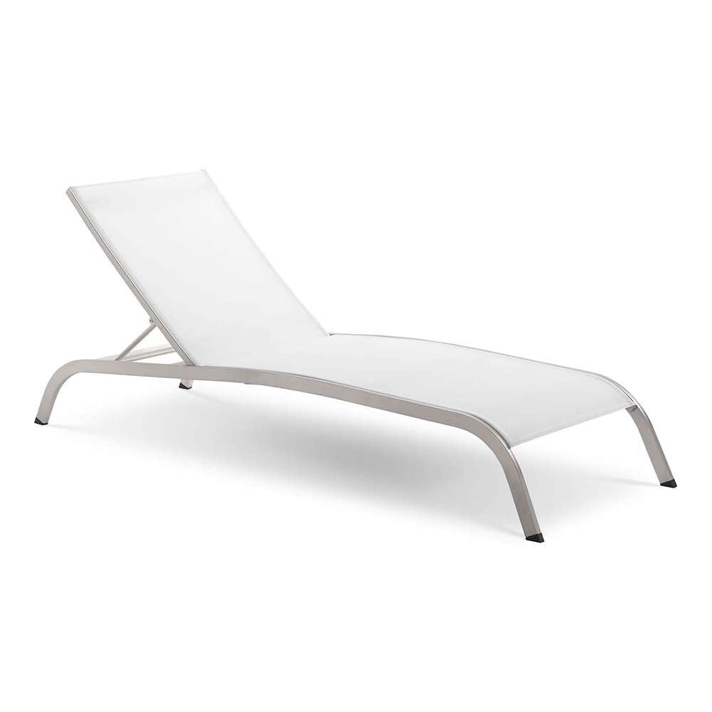 Modway - Savannah Mesh Chaise Outdoor Patio Aluminum Lounge Chair - EEI-3721-WHI veiw 1