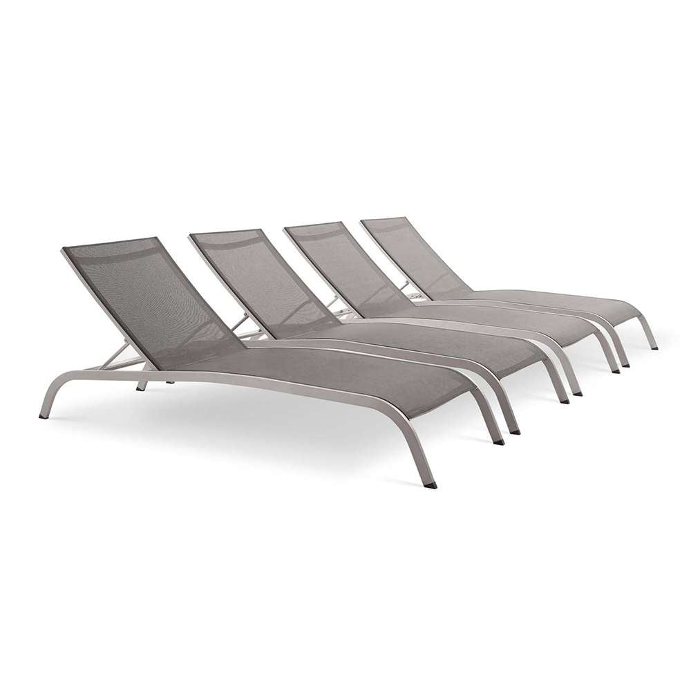 Modway - Savannah Outdoor Patio Mesh Chaise Lounge (Set of 4) - EEI-4007-GRY veiw 1