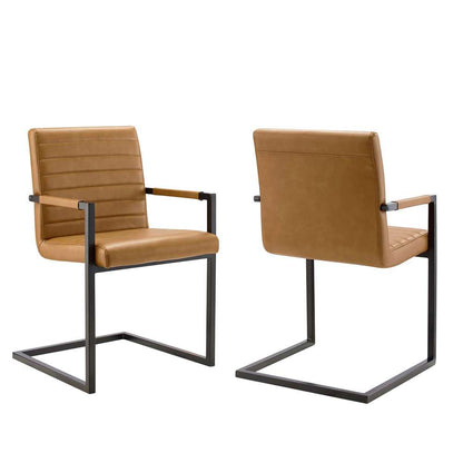 Modway - Savoy Vegan Leather Dining Chairs - (Set of 2) - EEI-4522-TAN veiw 2