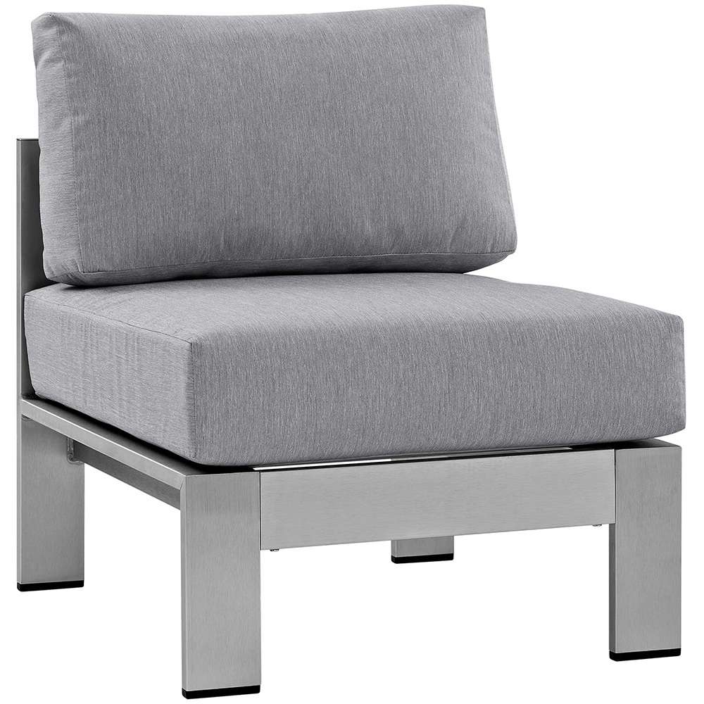 Modway - Shore Armless Outdoor Patio Aluminum Chair - EEI-2263-SLV-GRY veiw 1