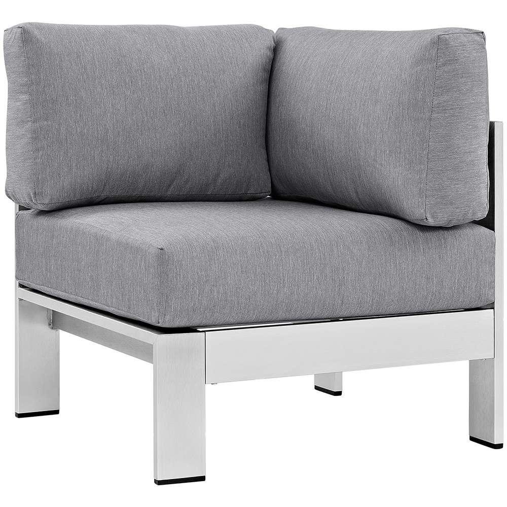 Modway - Shore Outdoor Patio Aluminum Corner Sofa - EEI-2264-SLV-GRY veiw 1