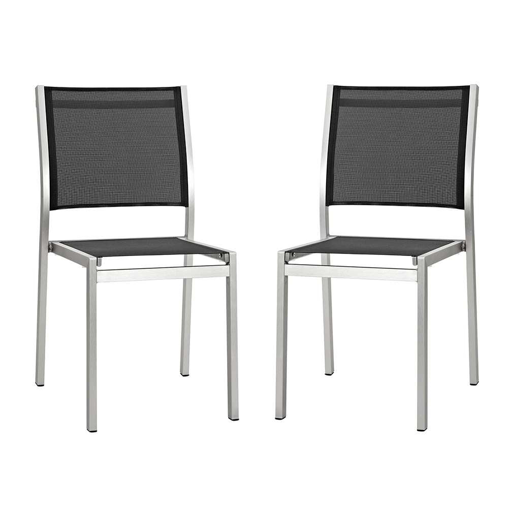 Modway - Shore Side Chair Outdoor Patio Aluminum (Set of 2) - EEI-2585-SLV-BLK-SET veiw 1