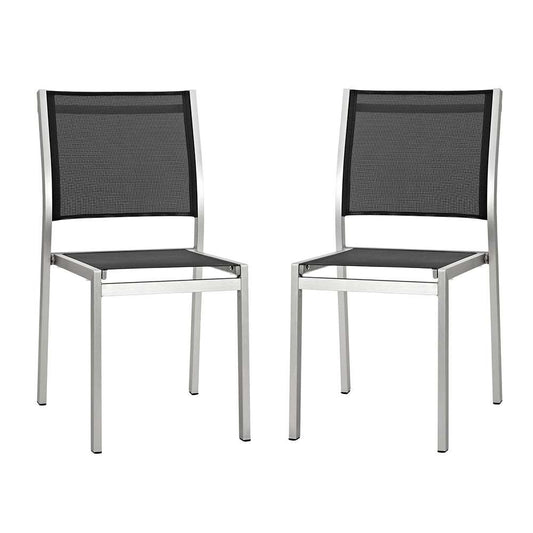 Modway - Shore Side Chair Outdoor Patio Aluminum (Set of 2) - EEI-2585-SLV-BLK-SET veiw 1