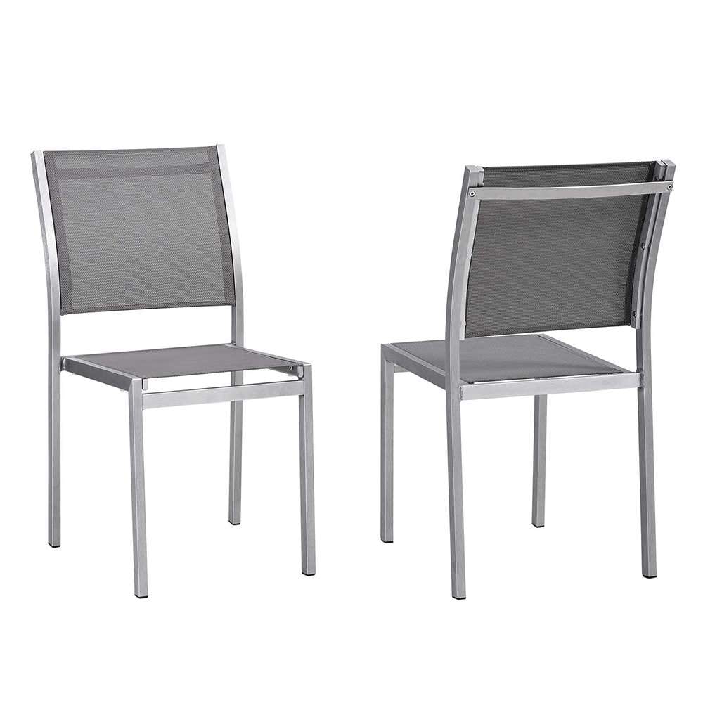 Modway - Shore Side Chair Outdoor Patio Aluminum (Set of 2) - EEI-2585-SLV-GRY-SET veiw 1