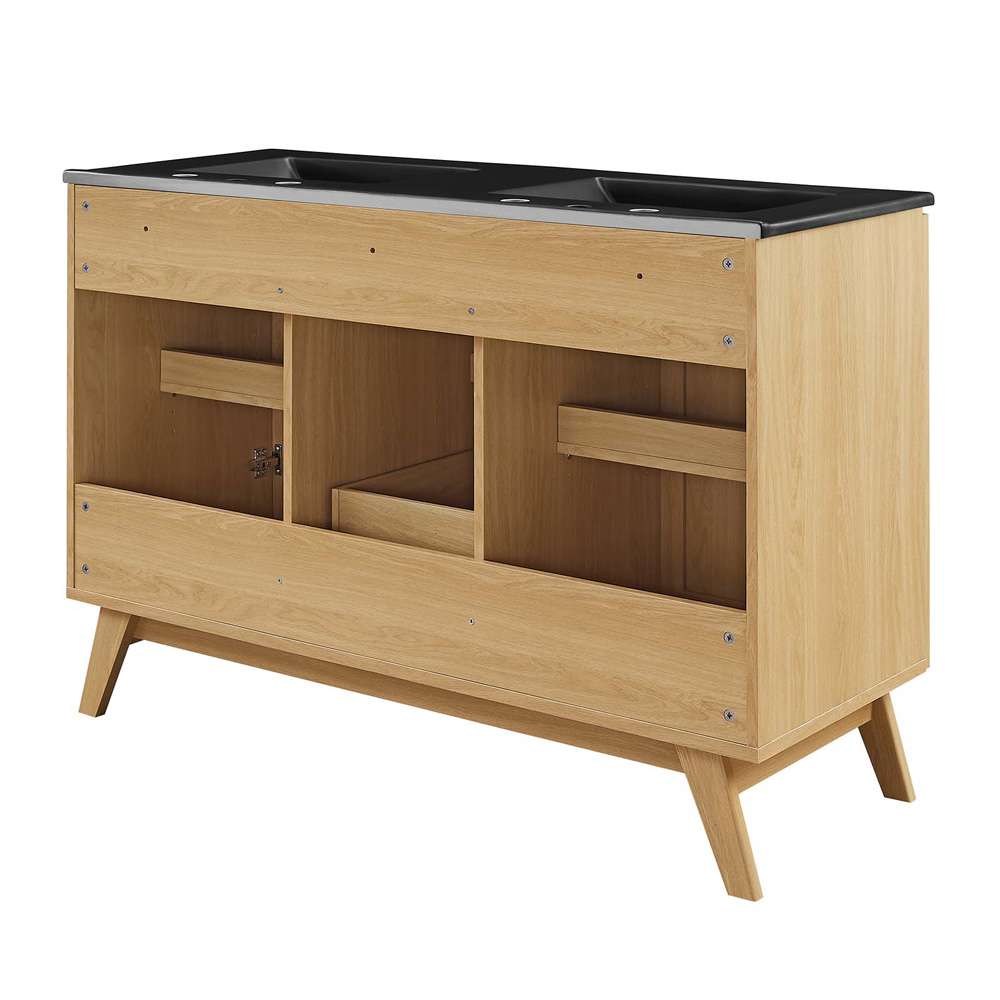 Modway - Soma 48in Double Sink Bathroom Vanity - EEI-6722-OAK-BLK veiw 4