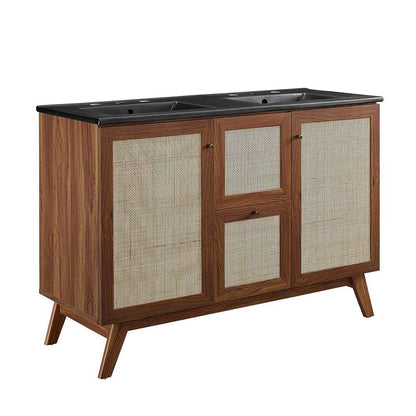 Modway - Soma 48in Double Sink Bathroom Vanity - EEI-6722-WAL-BLK veiw 1
