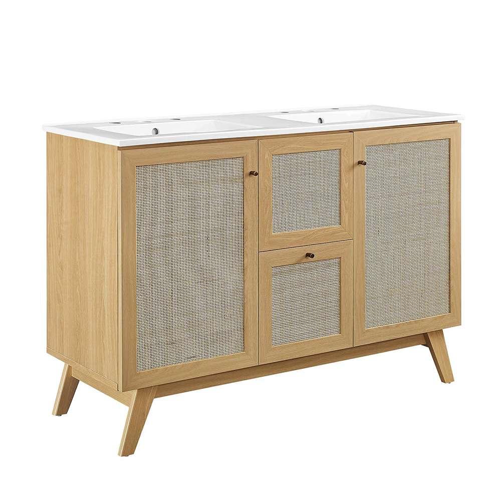 Modway - Soma 48in Double Sink Bathroom Vanity - EEI-6721-OAK-WHI veiw 1