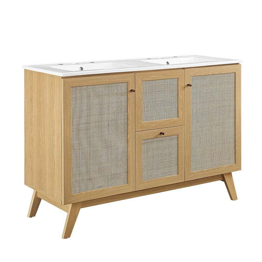 Modway - Soma 48in Double Sink Bathroom Vanity - EEI-6721-OAK-WHI veiw 1