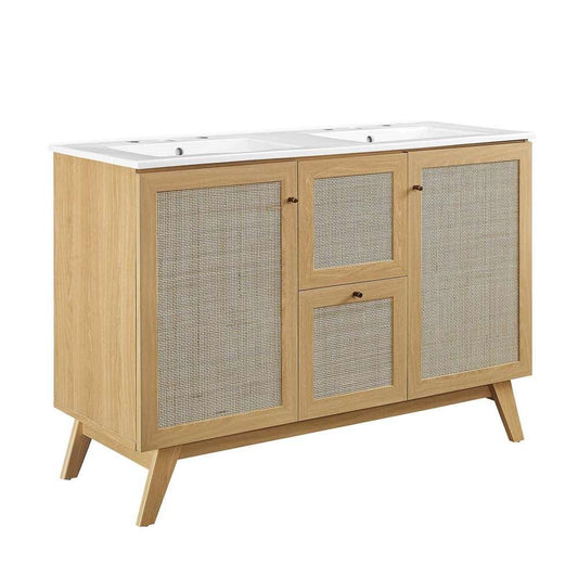 Modway - Soma 48in Double Sink Bathroom Vanity - EEI-6721-OAK-WHI veiw 2