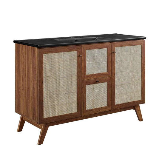 Modway - Soma 48in Single Sink Bathroom Vanity - EEI-6720-WAL-BLK veiw 2