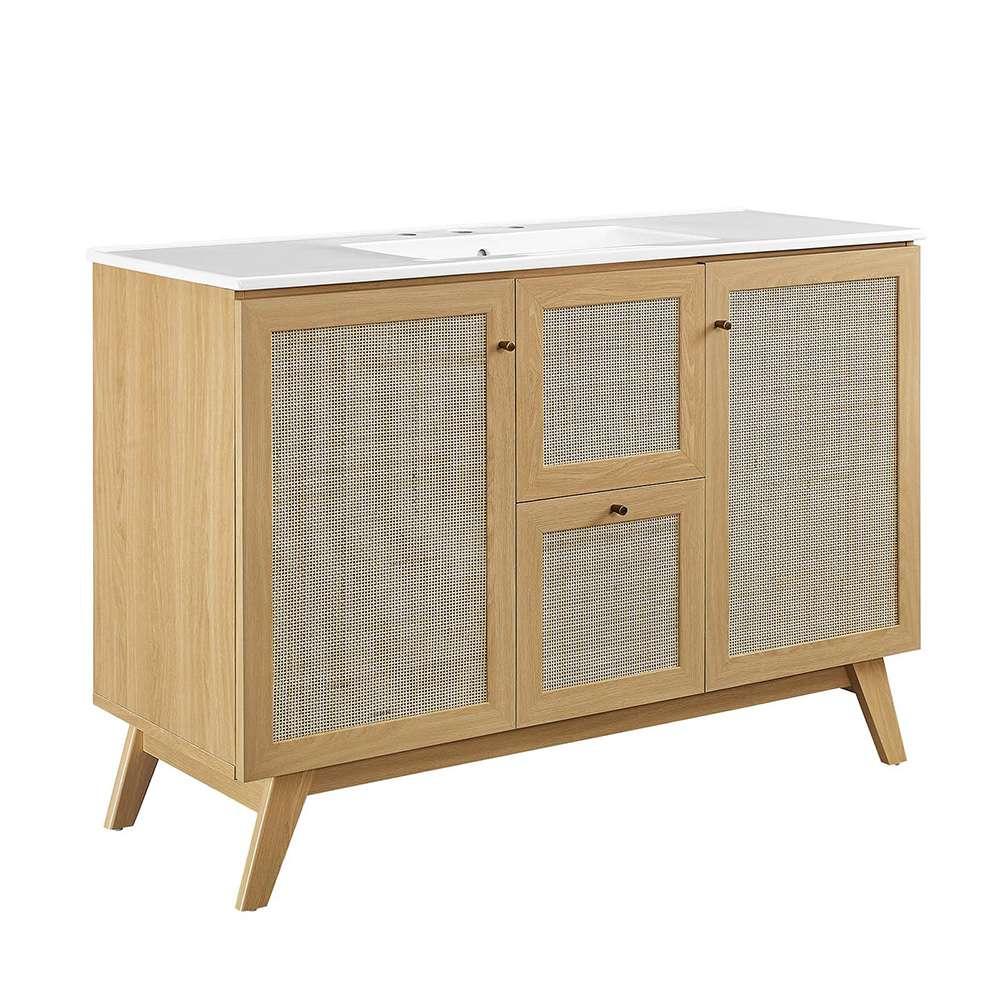 Modway - Soma 48in Single Sink Bathroom Vanity - EEI-6719-OAK-WHI veiw 1