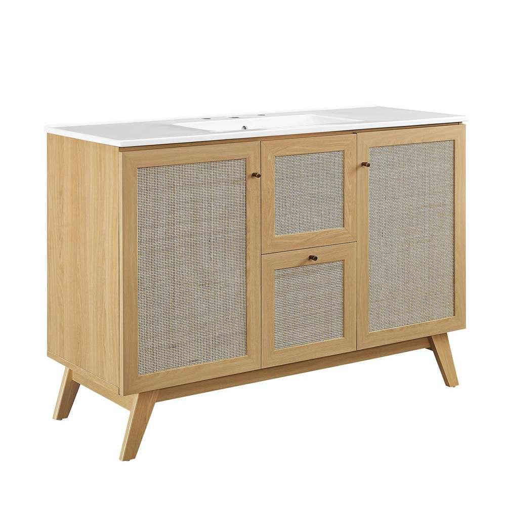 Modway - Soma 48in Single Sink Bathroom Vanity - EEI-6719-OAK-WHI veiw 2