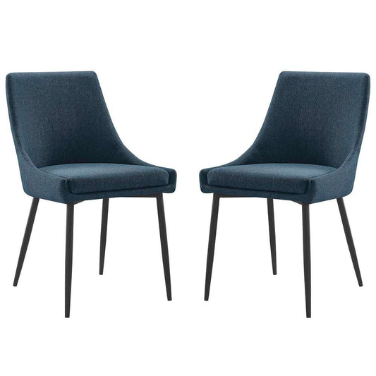 Modway - Viscount Upholstered Fabric Dining Chairs - (Set of 2) in Black Azure - EEI-3809-BLK-AZU veiw 1