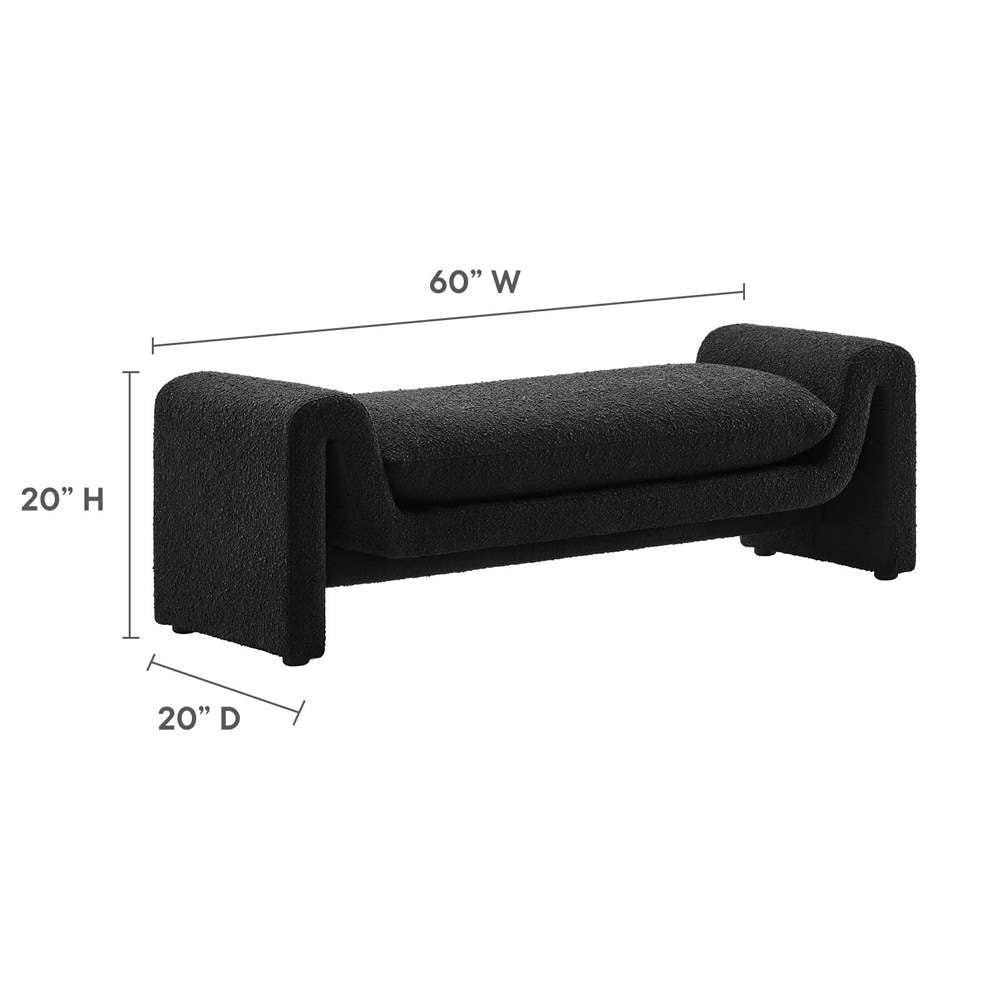 Modway - Waverly Boucle Fabric Bench - EEI-6379-BLK veiw 6