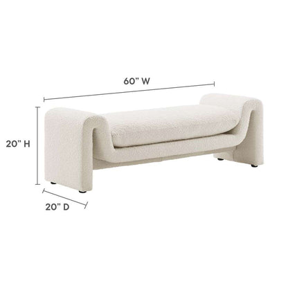 Modway - Waverly Boucle Fabric Bench - EEI-6379-IVO veiw 6
