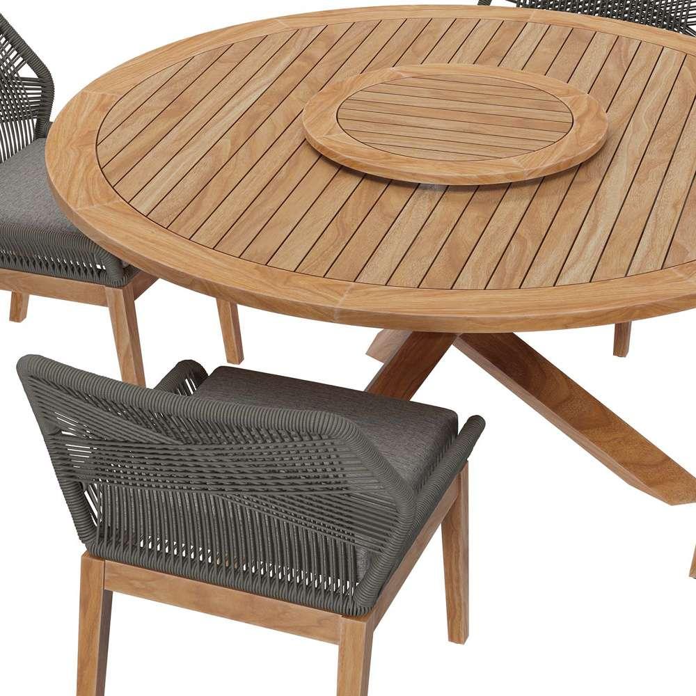 Modway - Wellspring 5-Piece Outdoor Patio Teak Wood Dining Set - EEI-6118-GRY-GPH veiw 3