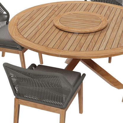 Modway - Wellspring 5-Piece Outdoor Patio Teak Wood Dining Set - EEI-6118-GRY-GPH veiw 3