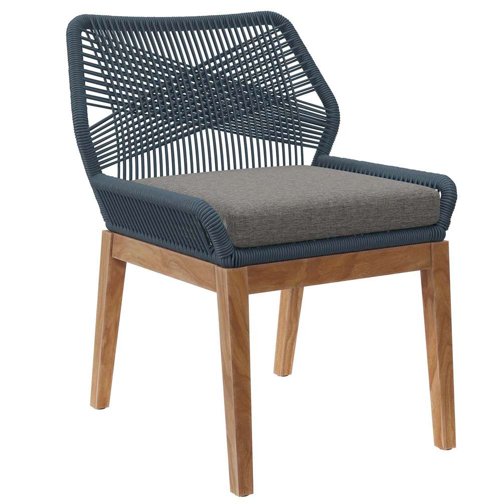 Modway - Wellspring Outdoor Patio Teak Wood Dining Chair - EEI-5747-BLU-GPH veiw 2