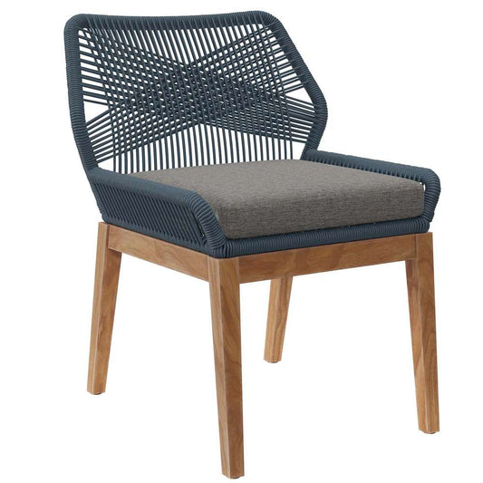 Modway - Wellspring Outdoor Patio Teak Wood Dining Chair - EEI-5747-BLU-GPH veiw 2