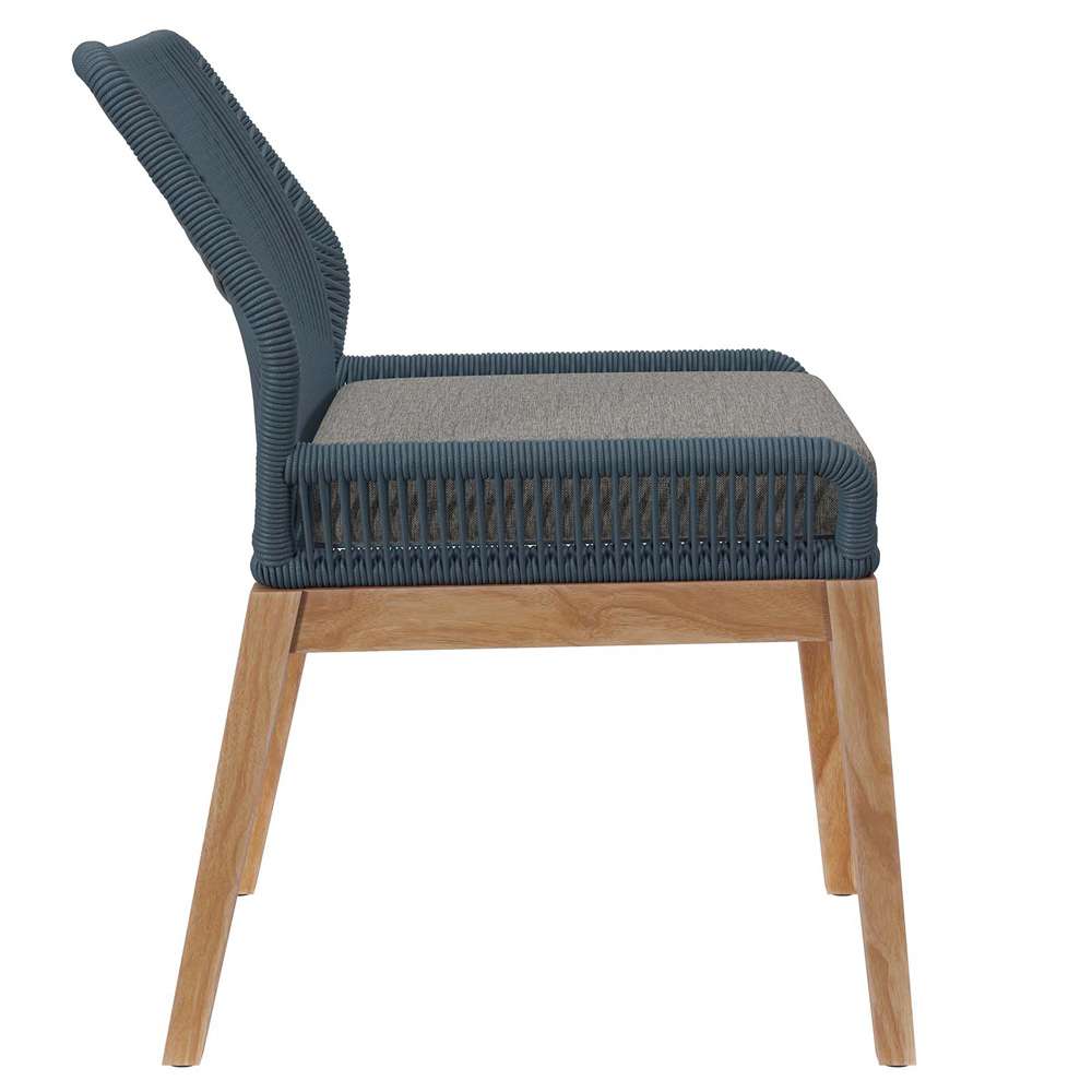 Modway - Wellspring Outdoor Patio Teak Wood Dining Chair - EEI-5747-BLU-GPH veiw 3