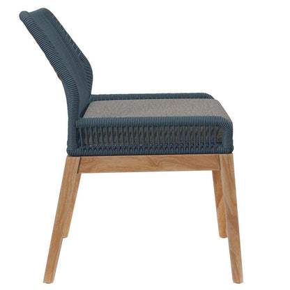 Modway - Wellspring Outdoor Patio Teak Wood Dining Chair - EEI-5747-BLU-GPH veiw 3