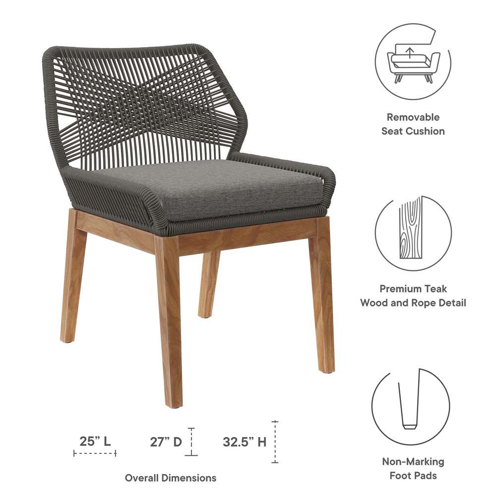 Modway - Wellspring Outdoor Patio Teak Wood Dining Chair - EEI-5747-GRY-GPH veiw 6