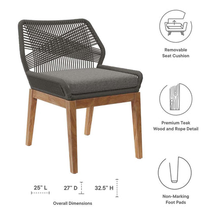 Modway - Wellspring Outdoor Patio Teak Wood Dining Chair - EEI-5747-GRY-GPH veiw 6