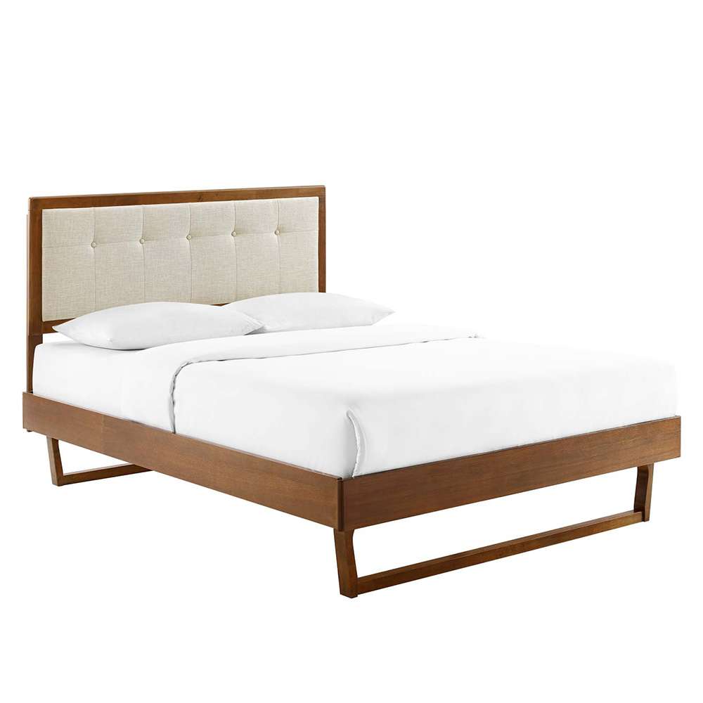 Modway - Willow Queen Wood Platform Bed With Angular Frame - MOD-6384-WAL-BEI veiw 1