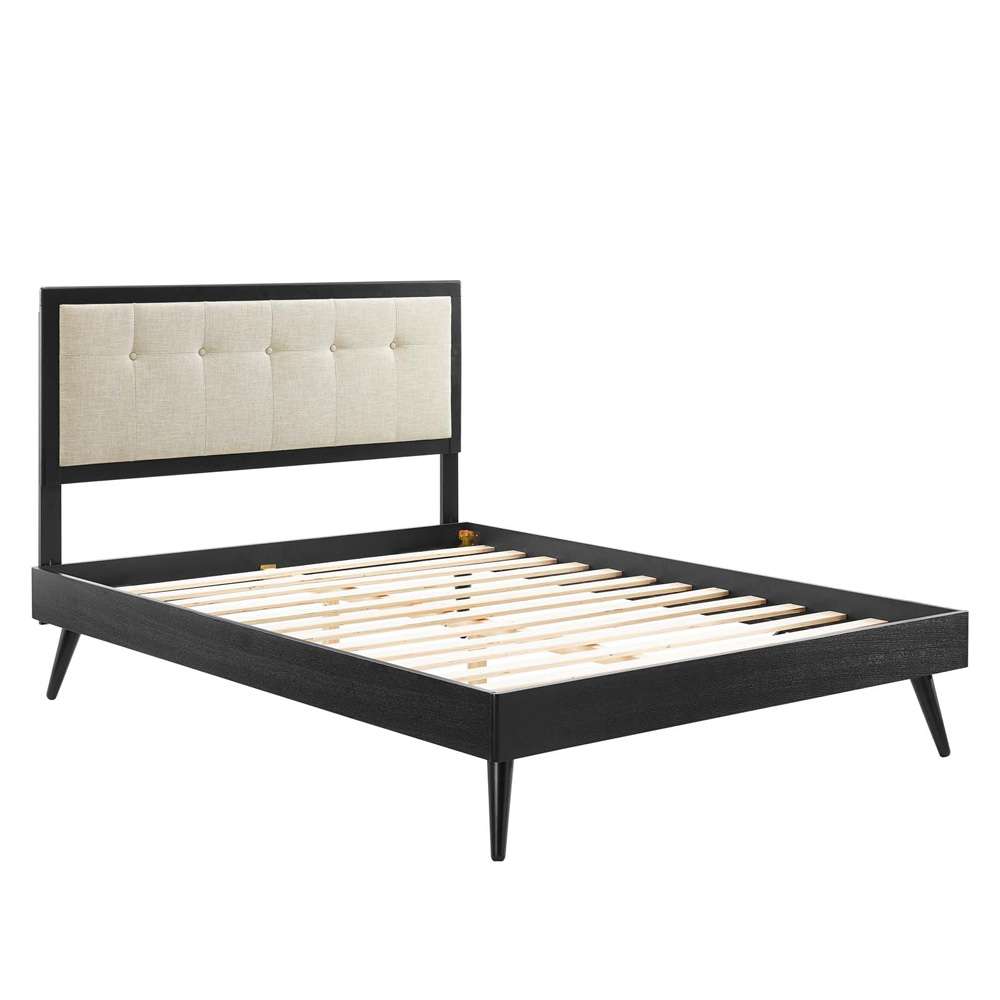 Modway - Willow Queen Wood Platform Bed With Splayed Legs - MOD-6385-BLK-BEI veiw 3