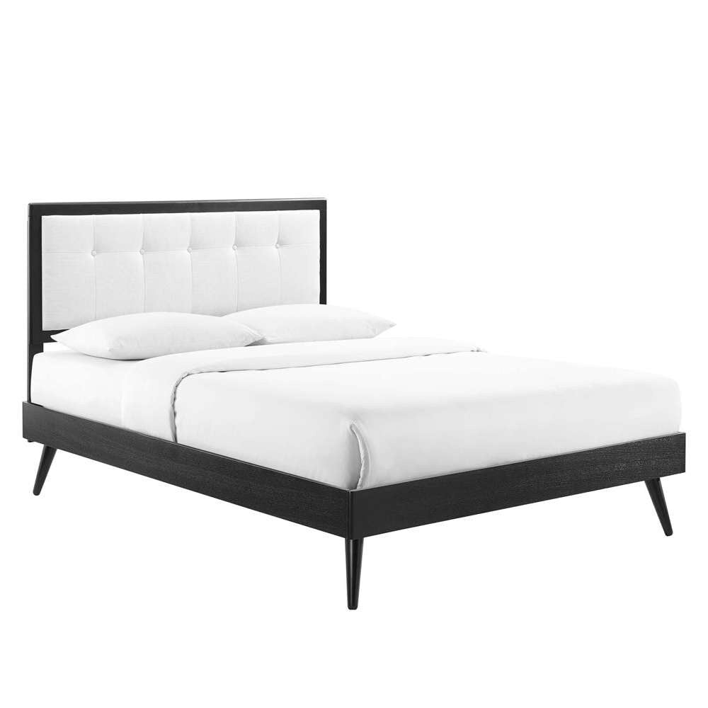 Modway - Willow Queen Wood Platform Bed With Splayed Legs - MOD-6385-BLK-WHI veiw 2