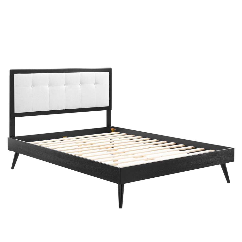 Modway - Willow Queen Wood Platform Bed With Splayed Legs - MOD-6385-BLK-WHI veiw 3