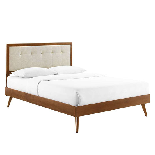 Modway - Willow Queen Wood Platform Bed With Splayed Legs - MOD-6385-WAL-BEI veiw 1