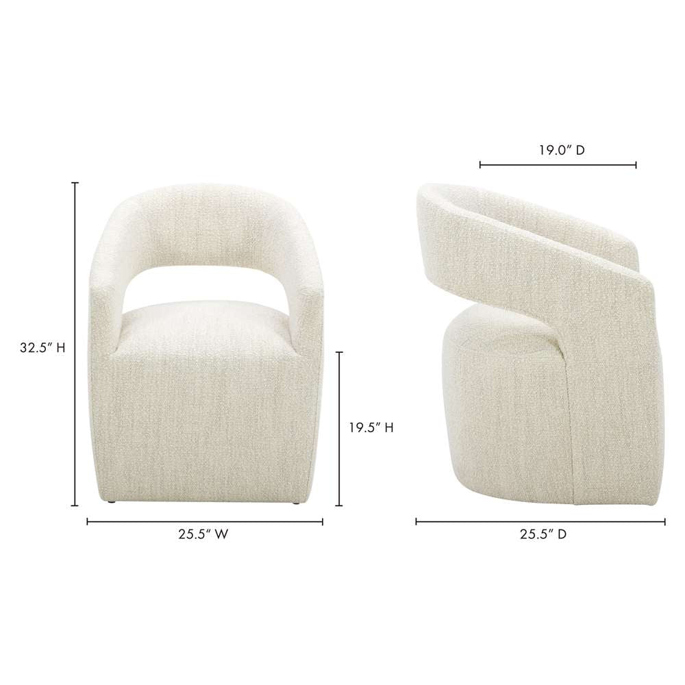 Moes Home - Barrow Rolling Dining Chair Performance Fabric White Mist - KQ-1024-18 veiw 13