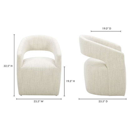 Moes Home - Barrow Rolling Dining Chair Performance Fabric White Mist - KQ-1024-18 veiw 13