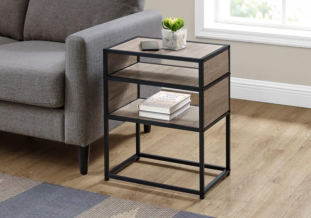 Monarch Specialties - Accent Table, Side, End, Nightstand, Lamp, Living Room, Bedroom, Metal, Laminate, Brown, Black, Contemporary, Modern - I-3507 veiw 2