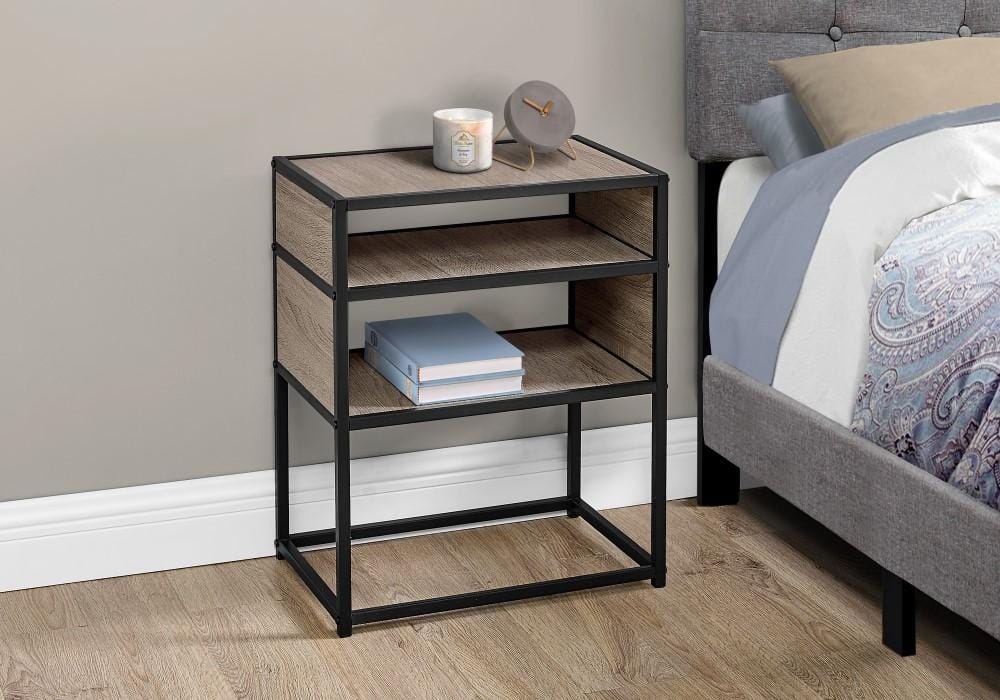 Monarch Specialties - Accent Table, Side, End, Nightstand, Lamp, Living Room, Bedroom, Metal, Laminate, Brown, Black, Contemporary, Modern - I-3507 veiw 3