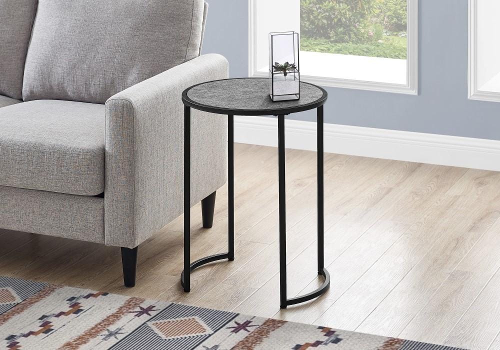 Monarch Specialties - Accent Table, Side, Round, End, Nightstand, Lamp, Living Room, Bedroom, Metal, Laminate, Grey, Black, Contemporary, Modern - I-2206 veiw 2