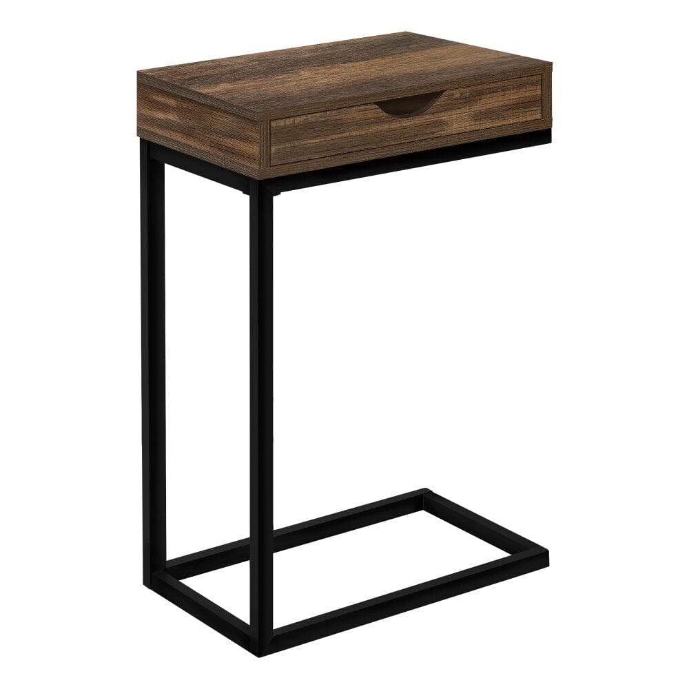 Monarch Specialties - Accent Table, C-Shaped, End, Side, Snack, Storage Drawer, Living Room, Bedroom, Metal, Laminate, Brown, Black, Contemporary, Modern - I-3602 veiw 1