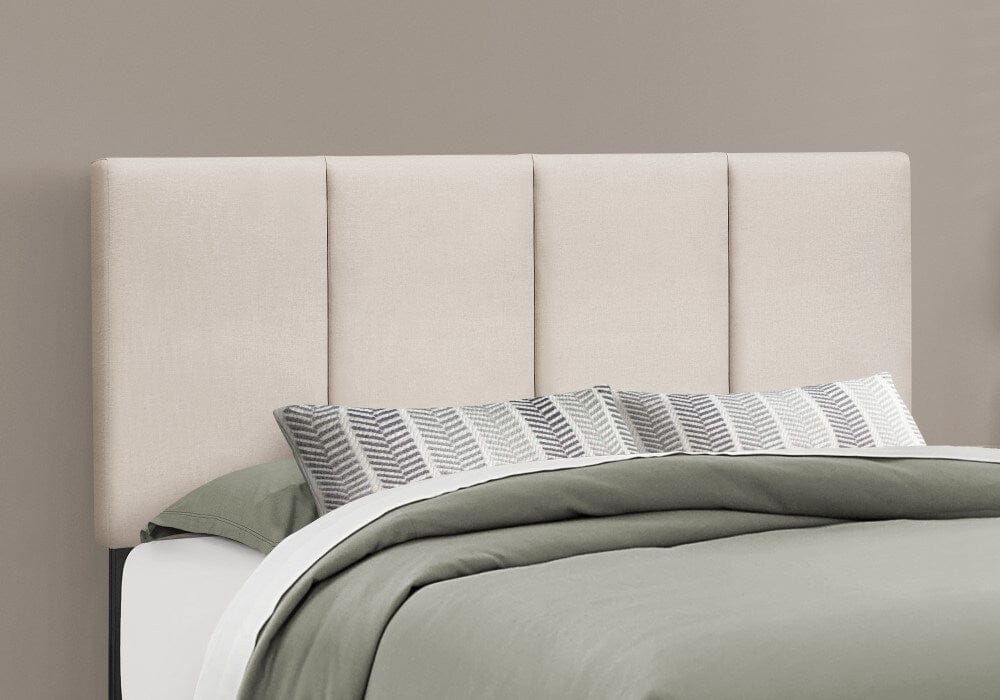 Monarch Specialties - Bed, Queen Size, Platform, Bedroom, Frame, Upholstered, Linen Look, Wood Legs, Beige, Black, Transitional - I-6026Q veiw 3