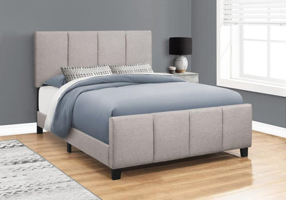 Monarch Specialties - Bed, Queen Size, Platform, Bedroom, Frame, Upholstered, Linen Look, Wood Legs, Grey, Transitional - I-6025Q veiw 2
