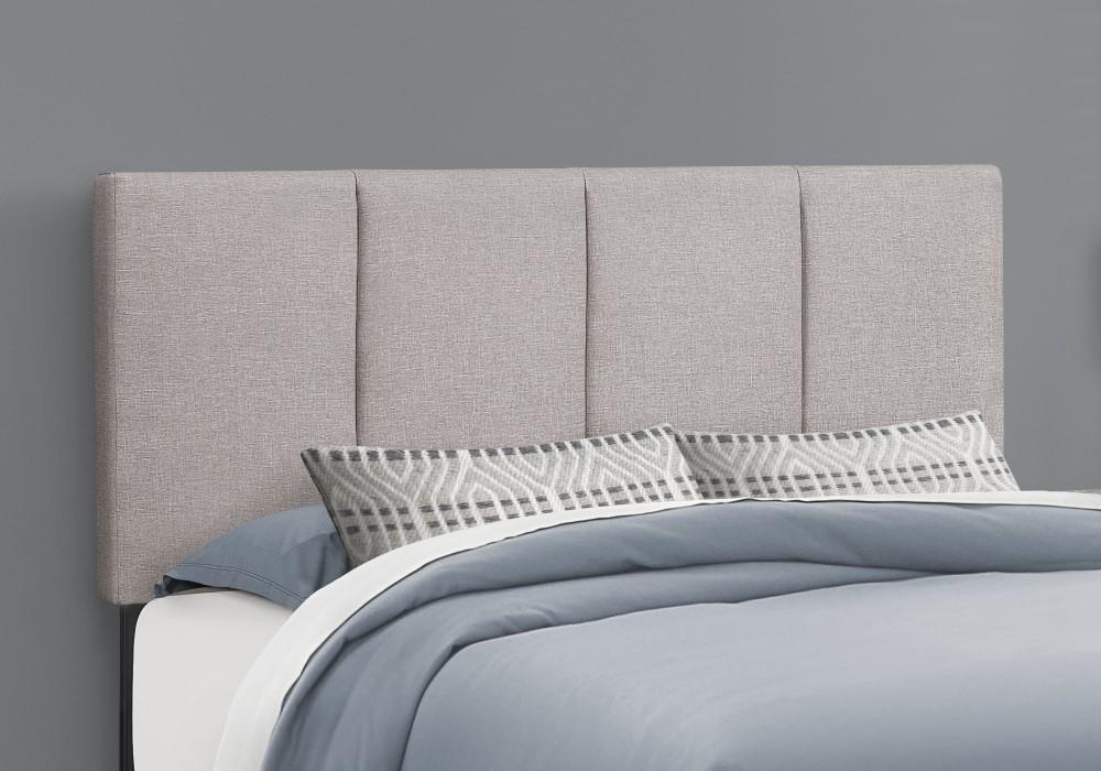 Monarch Specialties - Bed, Queen Size, Platform, Bedroom, Frame, Upholstered, Linen Look, Wood Legs, Grey, Transitional - I-6025Q veiw 3