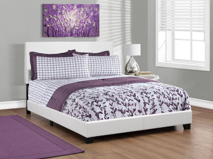 Monarch Specialties - Bed, Queen Size, Platform, Bedroom, Frame, Upholstered, Pu Leather Look, Wood Legs, White, Transitional - I-5911Q veiw 1