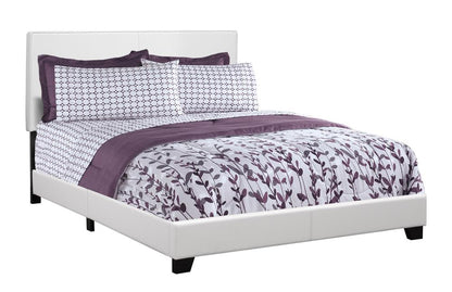 Monarch Specialties - Bed, Queen Size, Platform, Bedroom, Frame, Upholstered, Pu Leather Look, Wood Legs, White, Transitional - I-5911Q veiw 2