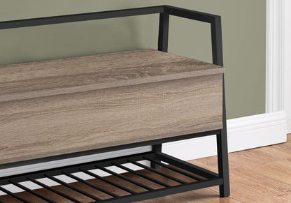Monarch Specialties - Bench, Entryway, Hallway, Storage, 42in Rectangular, Metal, Laminate, Brown, Black, Contemporary, Modern - I-4501 veiw 3