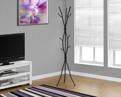 Monarch Specialties - Coat Rack, Hall Tree, Free Standing, 11 Hooks, Entryway, 74inH, Bedroom, Metal, Black, Contemporary, Modern - I-2062 veiw 1