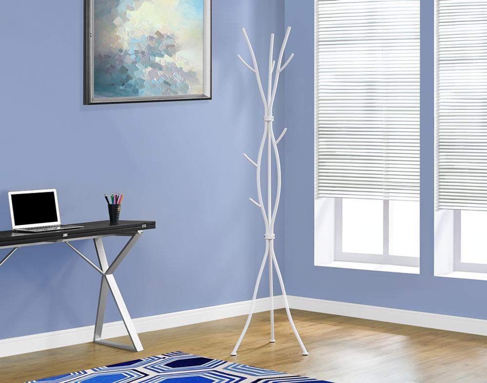 Monarch Specialties - Coat Rack, Hall Tree, Free Standing, 11 Hooks, Entryway, 74inH, Bedroom, Metal, White, Contemporary, Modern - I-2063 veiw 1